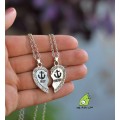 Кулон парный для друзей "Best Friends. Якорь". Серебро, стразы. Цена за 1 пару
